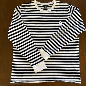 Octobers Very Own OVO Black and White Striped Long Sleeve Shirt size XL